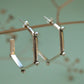 designer sterling silver hexagonal hoops, contemporay handcrafted jewelry with rock chic vibe